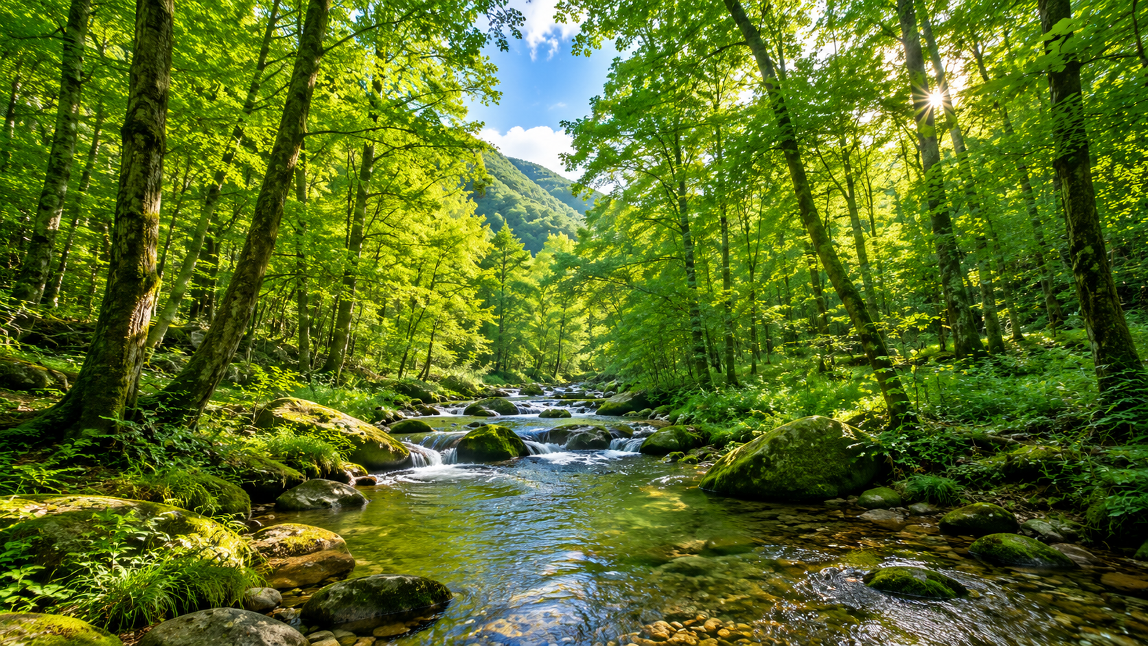 森と木々の自然風景